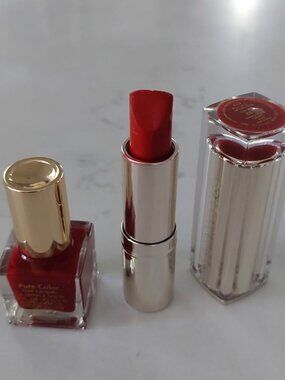 NEW Estee Lauder Pure Color Lipstick 310 Bar Red & Enchanted Garnet Nail Polish